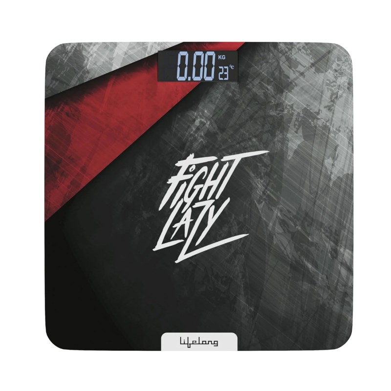 Lifelong ActiveFlex Weighing Scale (Fight Lazy Series LLWS45- Active Black)|Digital Weight Machine for Body Weight|Thick Tempered Glass with LCD Display|Bathroom Weighing Scale