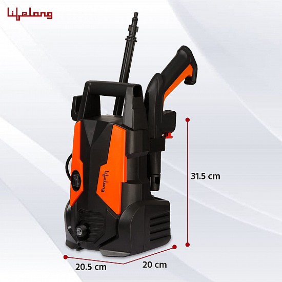 Lifelong Aquawash High Pressure Washer 1700W, Universal Motor, Pressure-135 Bar, Max Flow-400 L/hr,Working Radius 10m,Hose Pipe for Home, Car Cleaning & Garden Washer