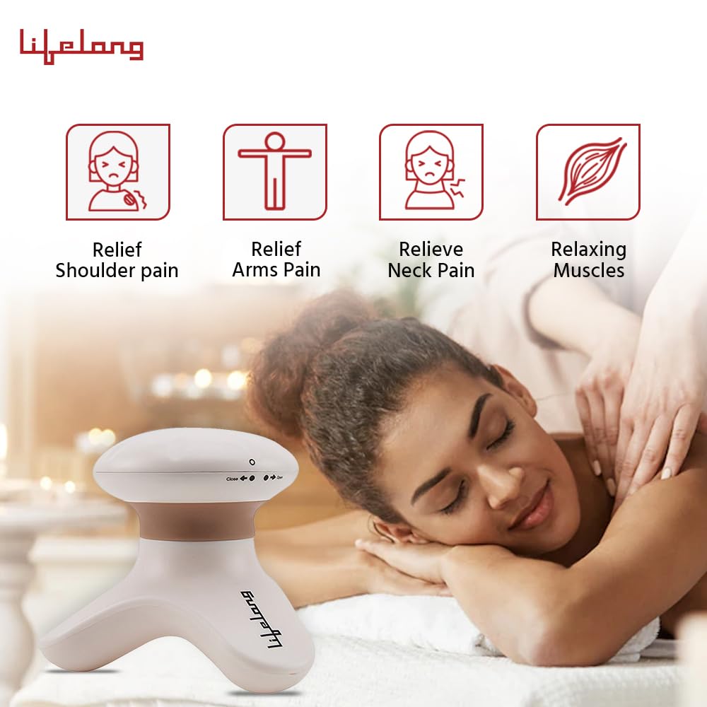 Lifelong Battery Powered Mini Head and Body Massager, Brown