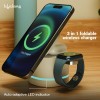 Lifelong Chargeup Wireless Charger 23 W 3 in 1 Foldable Magsafe Charger for iPhone 15/14/13/12 Series, Apple Airpods, Apple Watch, Fast Charging, 3 Outputs, Led Indicator, White