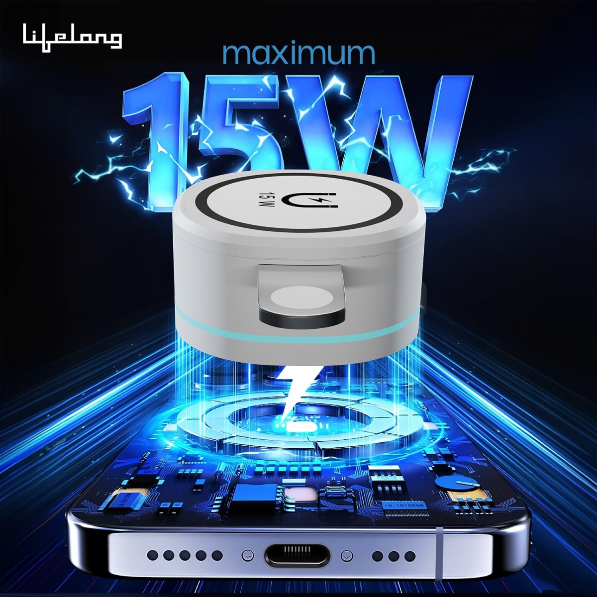 Lifelong Chargeup Wireless Charger 23 W 3 in 1 Foldable Magsafe Charger for iPhone 15/14/13/12 Series, Apple Airpods, Apple Watch, Fast Charging, 3 Outputs, Led Indicator, White