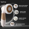 Lifelong Electric Portable Face Cleanser and Massager Brush with 4 Brush Heads for Deep Cleansing, Scrubbing, Exfoliating, Removing Blackhead and Massaging, Brown