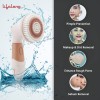 Lifelong Electric Portable Face Cleanser and Massager Brush with 4 Brush Heads for Deep Cleansing, Scrubbing, Exfoliating, Removing Blackhead and Massaging, Brown