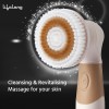Lifelong Electric Portable Face Cleanser and Massager Brush with 4 Brush Heads for Deep Cleansing, Scrubbing, Exfoliating, Removing Blackhead and Massaging, Brown
