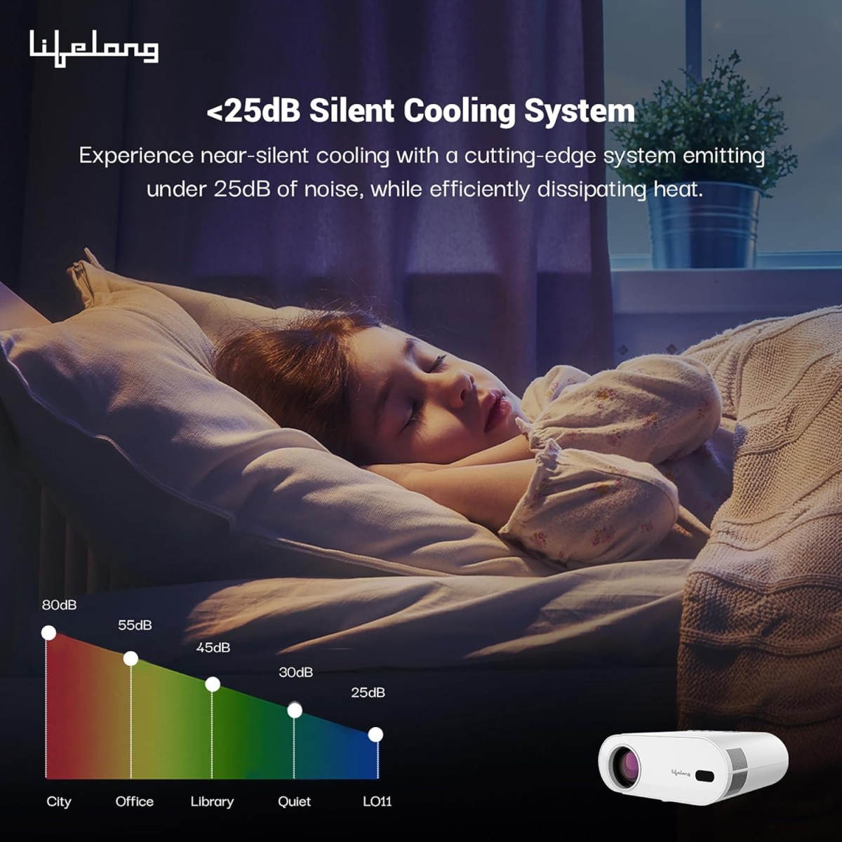 Lifelong Electronics TruePixel Smart Projector | Android, 1080P Full HD Native & 4K Ultra HD Support | 6000 Lumens | for Room & Outdoors | All OTT Apps | WiFi/BT, Mirroring, USB, HDMI, Speakers