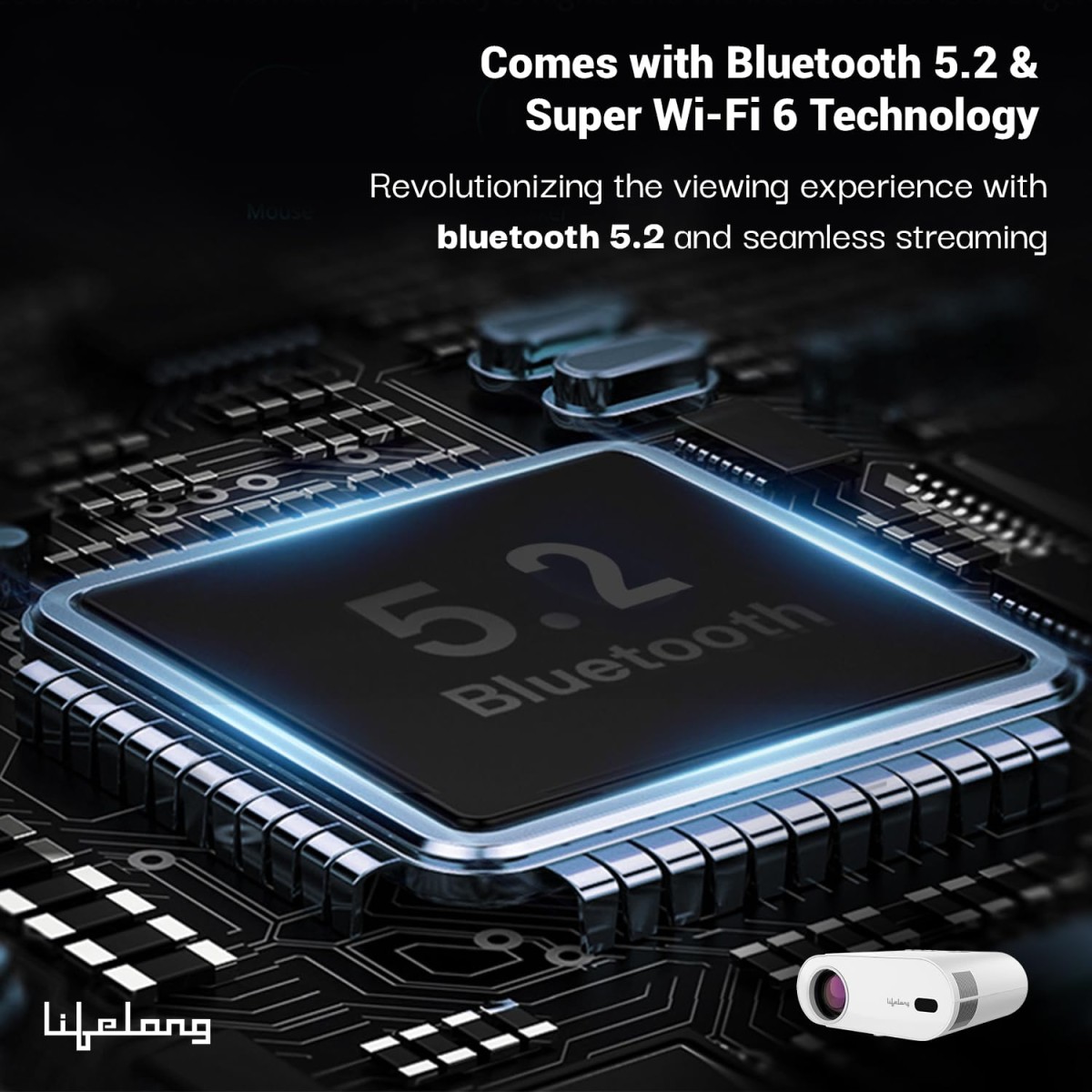 Lifelong Electronics TruePixel Smart Projector | Android, 1080P Full HD Native & 4K Ultra HD Support | 6000 Lumens | for Room & Outdoors | All OTT Apps | WiFi/BT, Mirroring, USB, HDMI, Speakers