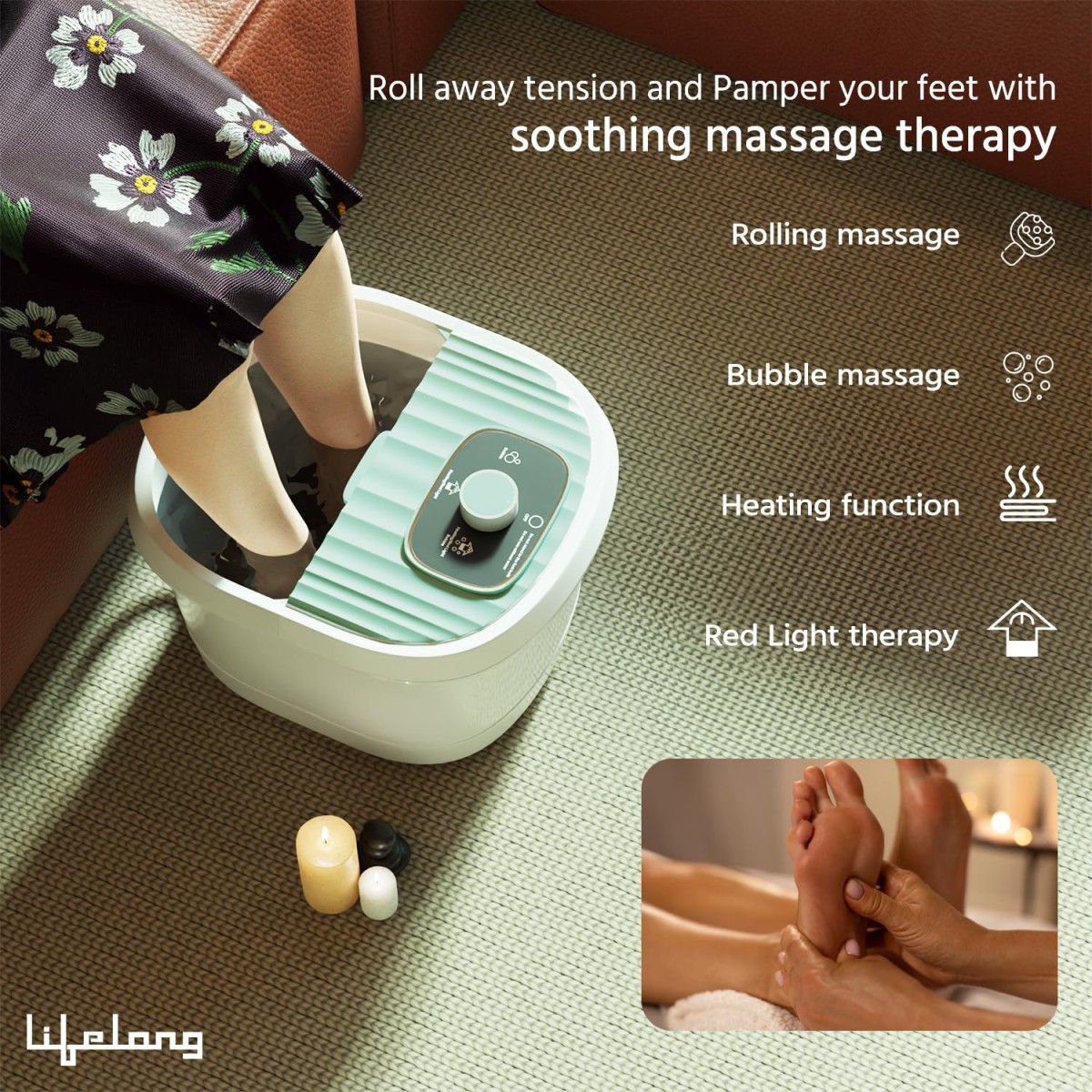 Lifelong Foot Spa Machine | Pedicure, Foot Spa, Massager | Relaxing Heat & Bubbles Surf for Ultimate Foot Massage at Home | 8 Foot Activated Manual Rollers with Red-Light Therapy | Water Heat Function Lifelong Foot Spa Machine | Pedicure, Foot Spa, Massager | Relaxing Heat & Bubbles Surf for Ultimate Foot Massage at Home | 8 Foot Activated Manual Rollers with Red-Light Therapy | Water Heat Function