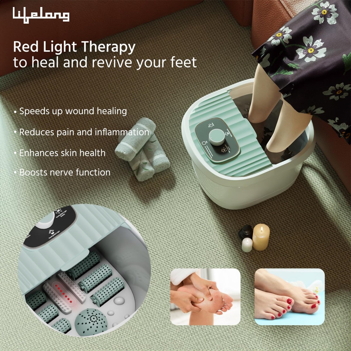 Lifelong Foot Spa Machine | Pedicure, Foot Spa, Massager | Relaxing Heat & Bubbles Surf for Ultimate Foot Massage at Home | 8 Foot Activated Manual Rollers with Red-Light Therapy | Water Heat Function Lifelong Foot Spa Machine | Pedicure, Foot Spa, Massager | Relaxing Heat & Bubbles Surf for Ultimate Foot Massage at Home | 8 Foot Activated Manual Rollers with Red-Light Therapy | Water Heat Function