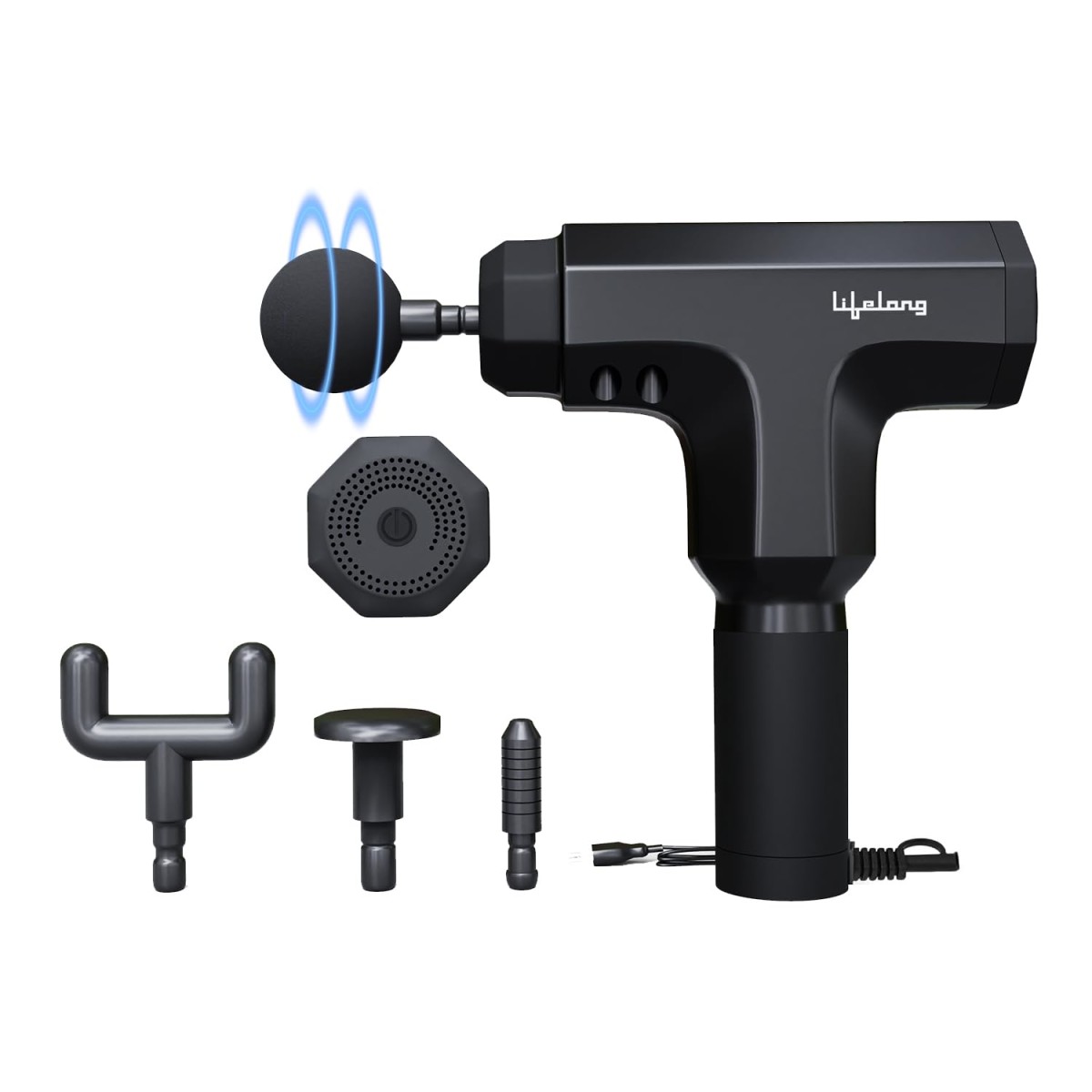 Lifelong Gun Massager For Pain Relief - Massage Gun Machine For Fully Body - Corded Gun Massager With 6 Speed Setting For Muscle Massage Of Back, Neck, Shoulder, Hand, Foot & Leg For Daily Use, Black Lifelong Gun Massager For Pain Relief - Massage Gun Machine For Fully Body - Corded Gun Massager With 6 Speed Setting For Muscle Massage Of Back, Neck, Shoulder, Hand, Foot & Leg For Daily Use, Black