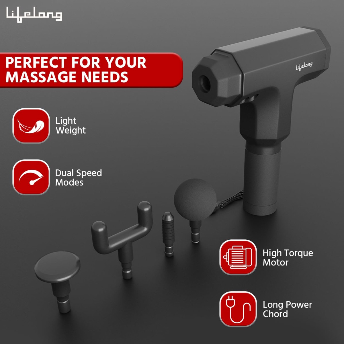 Lifelong Gun Massager For Pain Relief - Massage Gun Machine For Fully Body - Corded Gun Massager With 6 Speed Setting For Muscle Massage Of Back, Neck, Shoulder, Hand, Foot & Leg For Daily Use, Black Lifelong Gun Massager For Pain Relief - Massage Gun Machine For Fully Body - Corded Gun Massager With 6 Speed Setting For Muscle Massage Of Back, Neck, Shoulder, Hand, Foot & Leg For Daily Use, Black