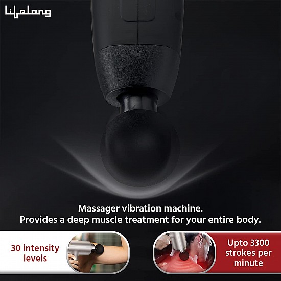 Lifelong Gun Massager for Pain Relief - Massage Gun Machine for Fully Body - Gun Massager Rechargeable with 6 Speed Setting for Muscle Massage of Back, Neck, Shoulder, Hand, Foot & Leg for daily use