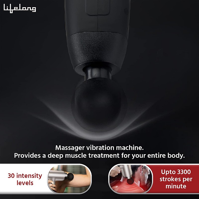 Lifelong Gun Massager for Pain Relief - Massage Gun Machine for Fully Body - Gun Massager Rechargeable with 6 Speed Setting for Muscle Massage of Back, Neck, Shoulder, Hand, Foot & Leg for daily use