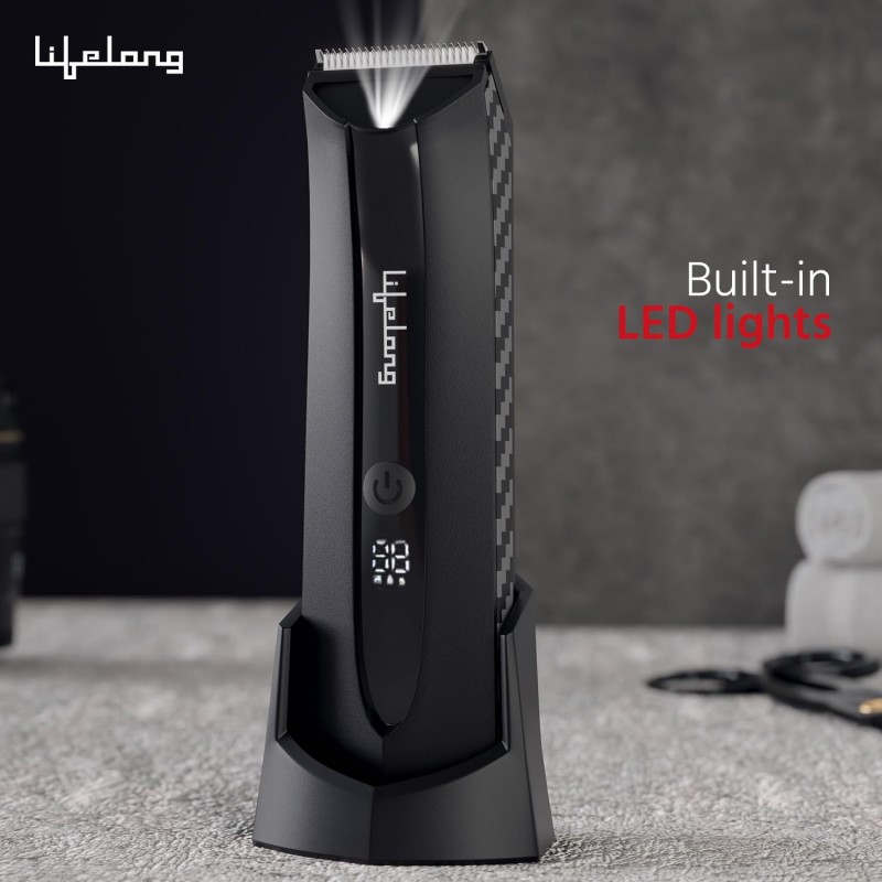 Lifelong Intimate Private Parts Body Trimmer Men | 1 Year Warranty | 100 Mins Runtime, Rechargeable, Pubic Hair Trimmer for Men, Waterproof with 4 Adjustable Heads - Menzo Trimmer (Black)