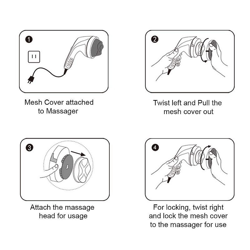 Lifelong LLM27 Corded Electric Electric Handheld Full Body Massager For Pain Relief With 4 Massage Heads & Variable Speed Settings