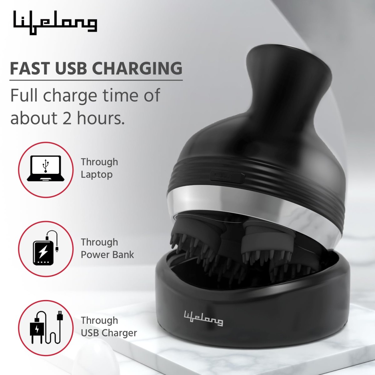 Lifelong LLM765 Rechargeable Head and Full Body Pain Relief Massager, Electric Kneading Massager With 4 Speed Modes, Handheld Portable Scalp Scratcher for Hair Growth, Deep Clean & Relaxation, Black Lifelong LLM765 Rechargeable Head and Full Body Pain Relief Massager, Electric Kneading Massager With 4 Speed Modes, Handheld Portable Scalp Scratcher for Hair Growth, Deep Clean & Relaxation, Black