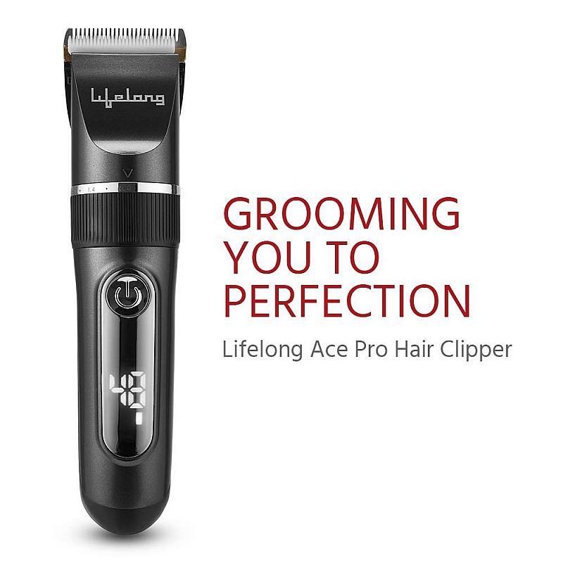 Lifelong LLPCM17 Ace Pro Rechargeable Hair Clipper With Digital Display, 3 Hours Runtime, 6 Combs 