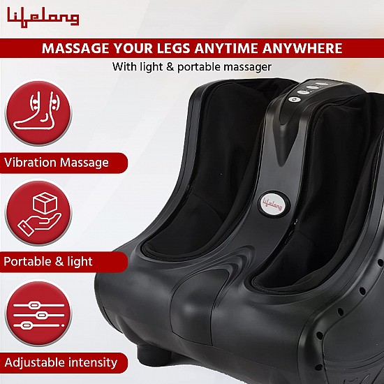 Lifelong Leg, Foot and Calf Massager Rolling & Kneading Functions for Pain Relief & Improving Blood Circulation, (LLM747,Black)