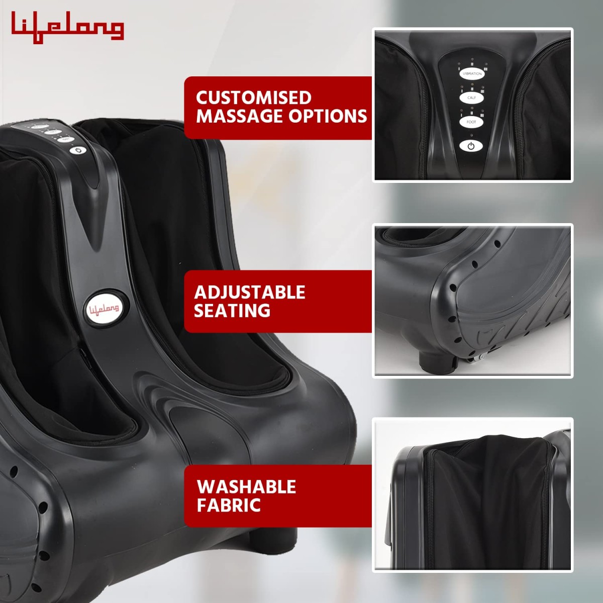 Lifelong Leg, Foot and Calf Massager Rolling & Kneading Functions for Pain Relief & Improving Blood Circulation, (LLM747,Black) Lifelong Leg, Foot and Calf Massager Rolling & Kneading Functions for Pain Relief & Improving Blood Circulation, (LLM747,Black)