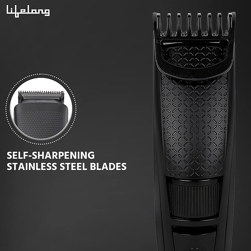 Lifelong Trimmer- Runtime 50 minutes, 20 Length Settings Cordless Beard Trimmer| Trimmer with Charging Indicator (LLPCM05, Black)