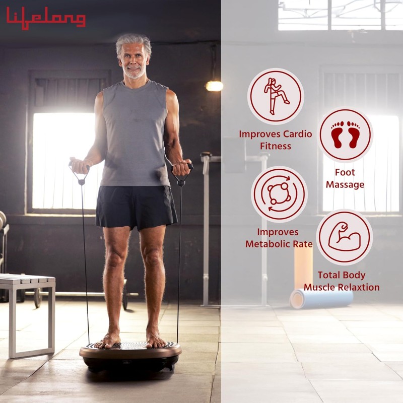 Lifelong Vibration Plate Machine for Home - Body Vibration Weight Loss Machine for Women & Men - Muscle Toning, Pain Relief, Flexibility, Gym Equipment for Calorie Burning Comes with 5 Program Modes