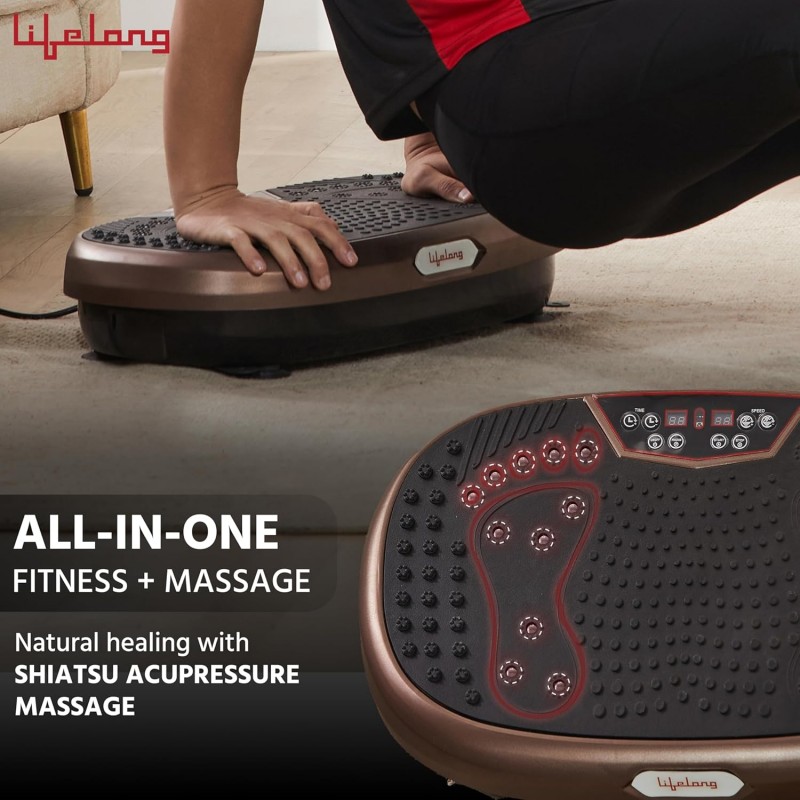 Lifelong Vibration Plate Machine for Home - Body Vibration Weight Loss Machine for Women & Men - Muscle Toning, Pain Relief, Flexibility, Gym Equipment for Calorie Burning Comes with 5 Program Modes