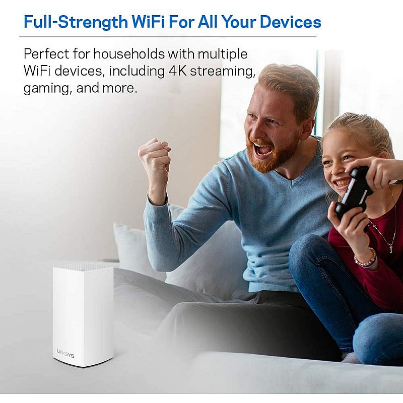 Linksys WHW0101 Velop Mesh Home WiFi System 1,500 Sq. ft Coverage 10+ Devices Speeds up to AC1300