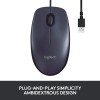 Logitech B100 Corded Wired USB Right or Left Hand Use Mouse for Computers and laptops - Black