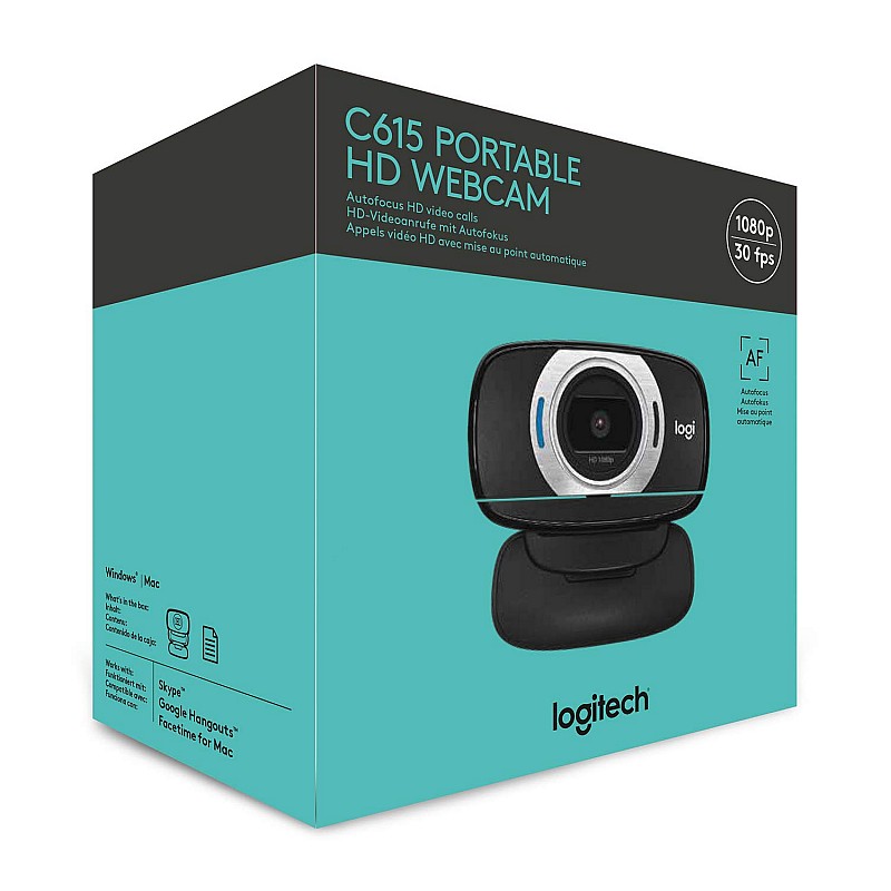 Logitech C615 Portable Webcam, Full HD 1080p/30fps, Widescreen HD Video Calling, HD Light Correction