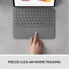 Logitech Combo Touch iPad Air (4th and 5th Gen) Keyboard Case - Detachable Backlit Keyboard with Kickstand, Click-Anywhere Trackpad, Smart Connector - Grey, QWERTY UK Layout, Medium