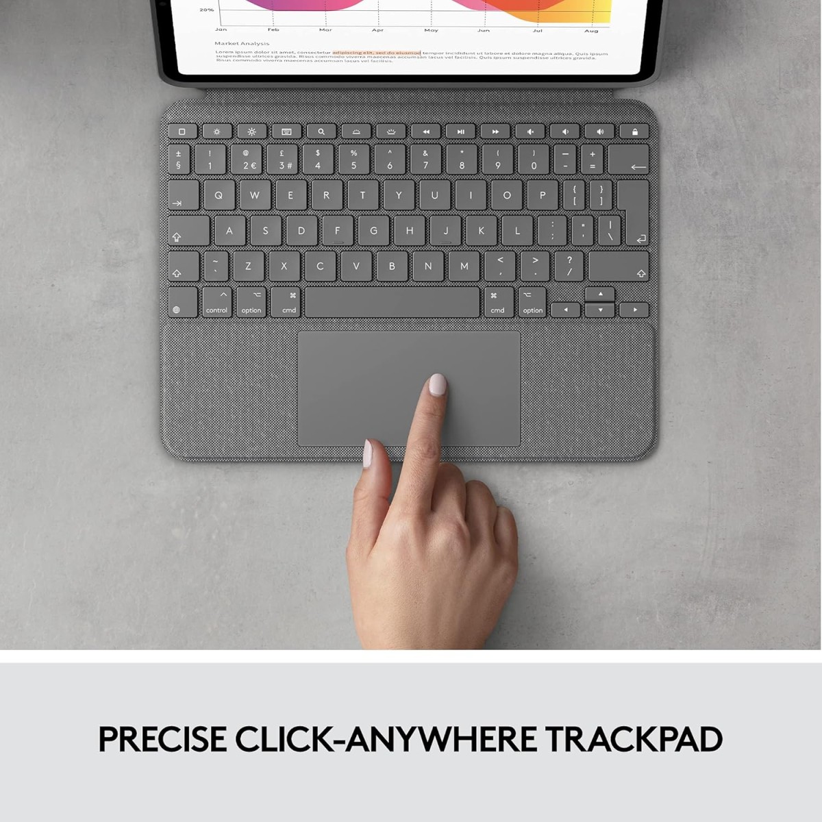 Logitech Combo Touch iPad Air (4th and 5th Gen) Keyboard Case - Detachable Backlit Keyboard with Kickstand, Click-Anywhere Trackpad, Smart Connector - Grey, QWERTY UK Layout, Medium