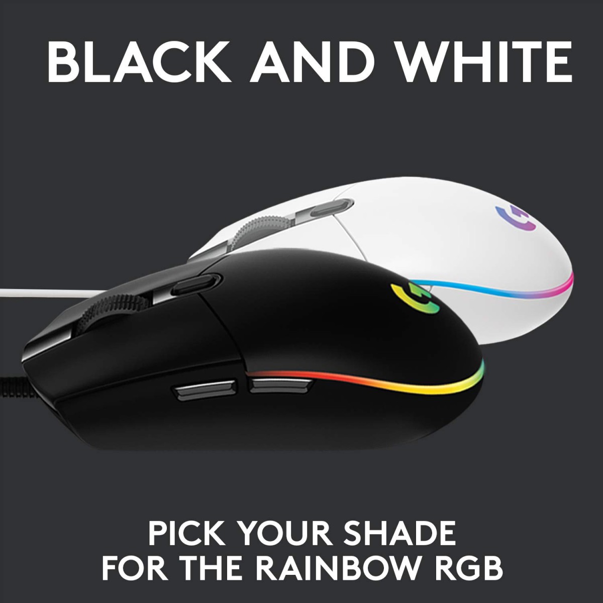 Logitech G102 Light Sync Gaming Mouse with Customizable RGB Lighting, 6 Programmable Buttons, Gaming Grade Sensor, 8K DPI Tracking,16.8mn Color, Light Weight - White