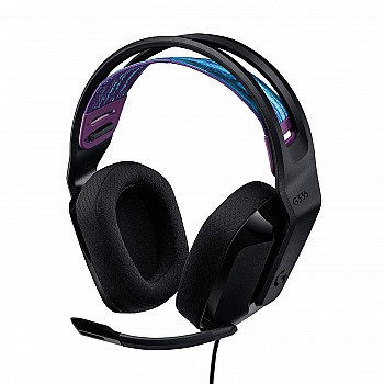 Logitech G335 Lightweight Gaming Wired Over Ear Headphones with Mic Flip to Mute 3.5Mm Audio Jack, Memory 