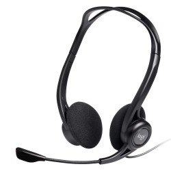 Logitech H370 USB Stereo Wired Over Ear Headphones with mic in-Line Controls Black