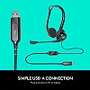 Logitech H370 USB Stereo Wired Over Ear Headphones with mic in-Line Controls Black