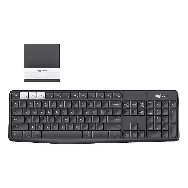 Logitech K375s Multi-Device Wireless Keyboard and Stand for Windows/Apple/Android/Chrome Graphite Black, (920-008250)