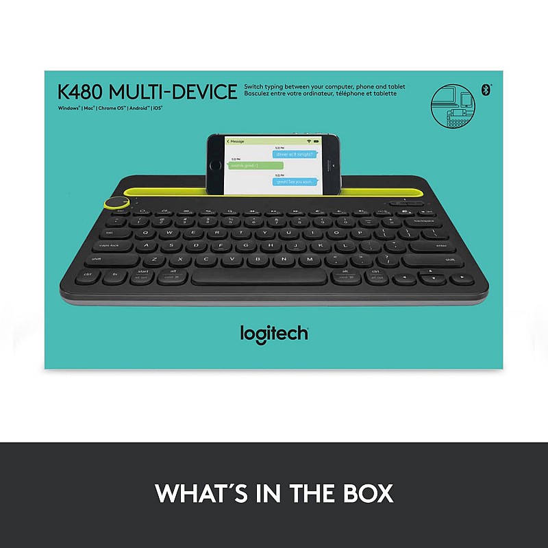 Logitech k480 wireless bluetooth multi device keyboard for windows black