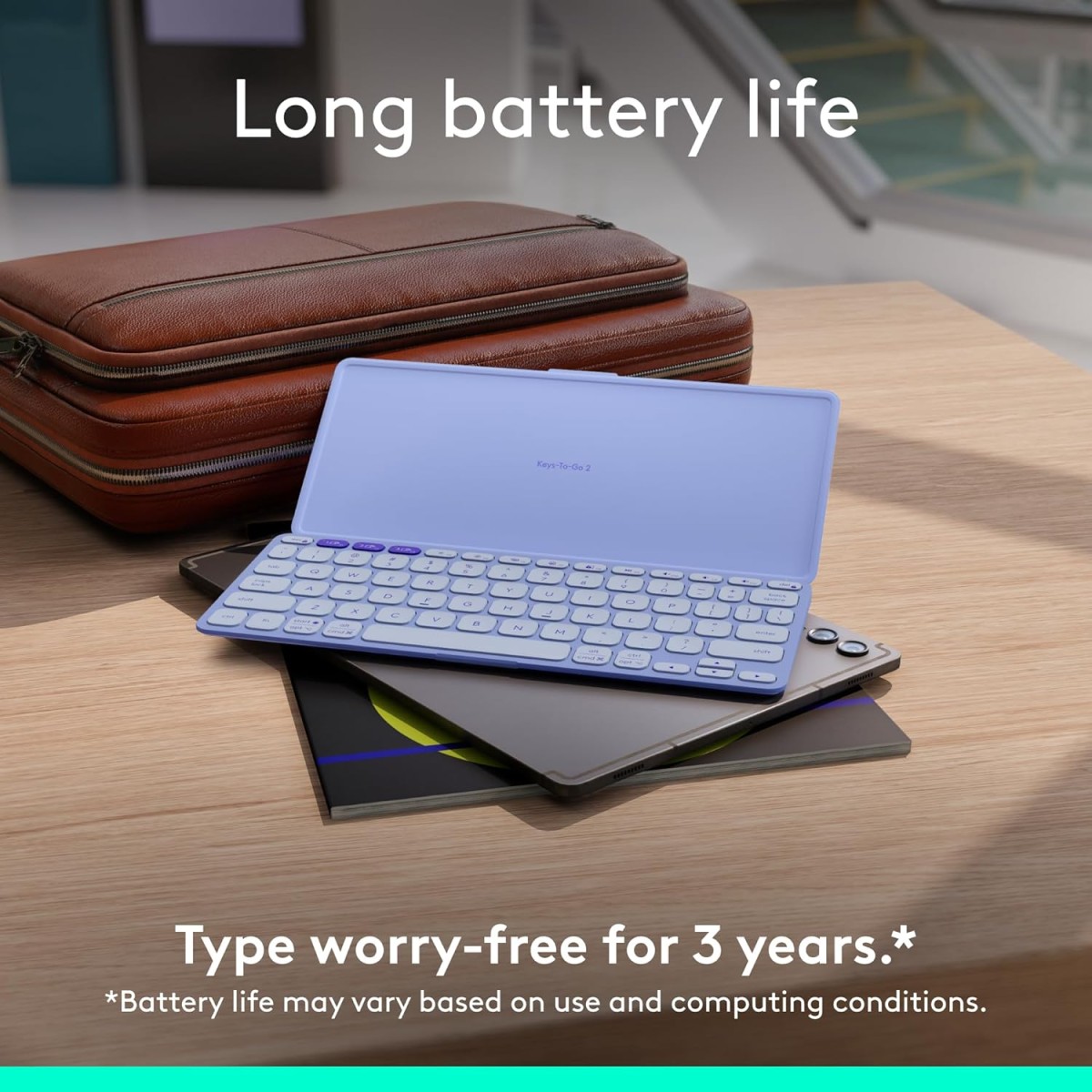 Logitech Keys-to-Go 2 Portable Bluetooth Keyboard for Tablet with Built-in Cover, Slim and Compact Wireless Keyboard for Windows, Android, Linux, iPad, iPhone, Mac - Lilac Logitech Keys-to-Go 2 Portable Bluetooth Keyboard for Tablet with Built-in Cover, Slim and Compact Wireless Keyboard for Windows, Android, Linux, iPad, iPhone, Mac - Lilac