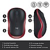 Logitech M185 Wireless Mouse, 2.4GHz with USB Mini Receiver (Red)