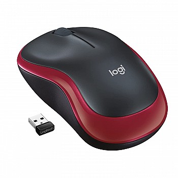 Logitech M185 Wireless Mouse, 2.4GHz with USB Mini Receiver (Red)