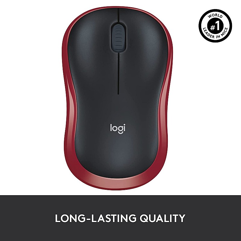 Logitech M185 Wireless Mouse, 2.4GHz with USB Mini Receiver (Red)