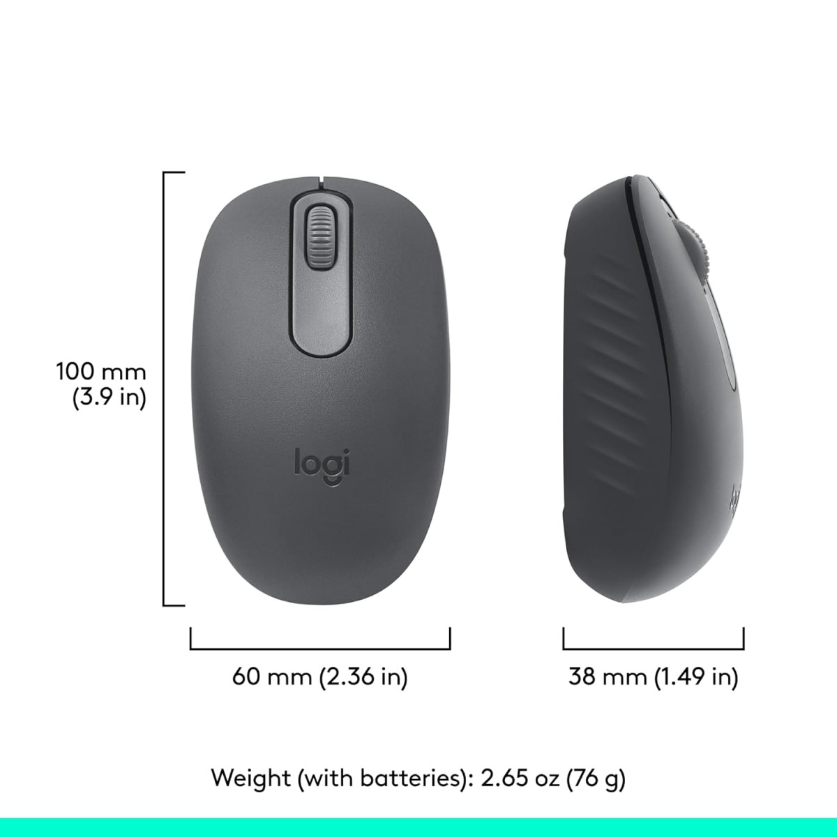 Logitech M196 Bluetooth Wireless Mouse, Compact and Portable Mouse for Laptops, Tablets and More, 12-Month Battery, Smooth Tracking, Compatible with PC and Mac, Windows and macOS - Graphite