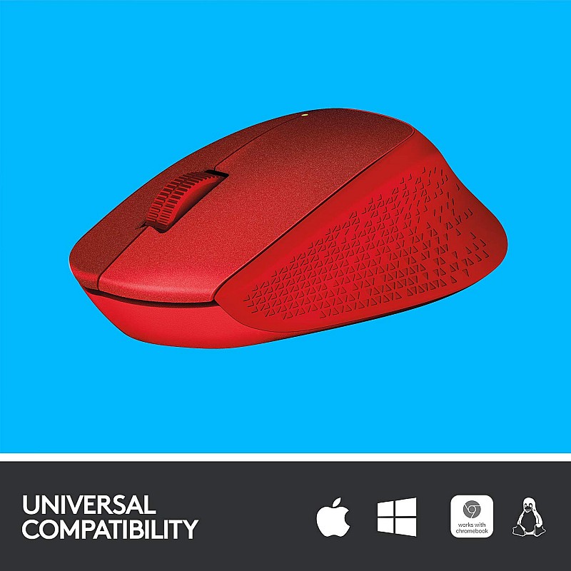 Logitech M331 Silent Plus Wireless Mouse, 2.4GHz with USB Nano Receiver (Red)