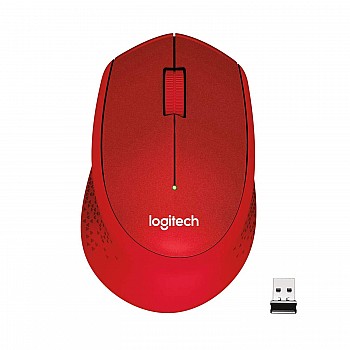 Logitech M331 Silent Plus Wireless Mouse, 2.4GHz with USB Nano Receiver (Red)