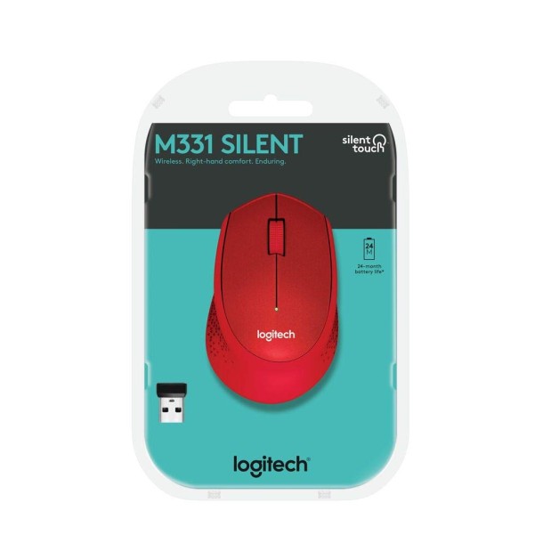 Logitech M331 Silent Plus Wireless Mouse, 2.4GHz with USB Nano Receiver (Red) Logitech M331 Silent Plus Wireless Mouse, 2.4GHz with USB Nano Receiver (Red)