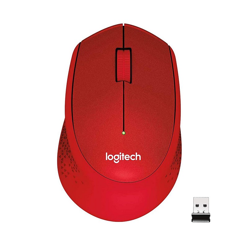 Logitech M331 Silent Plus Wireless Mouse, 2.4GHz with USB Nano Receiver (Red)