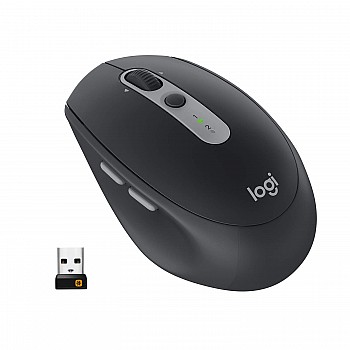 Logitech M590 Multi-Device Silent Bluetooth USB Mouse with 7 Customizable Buttons, Contoured Shape -Graphite