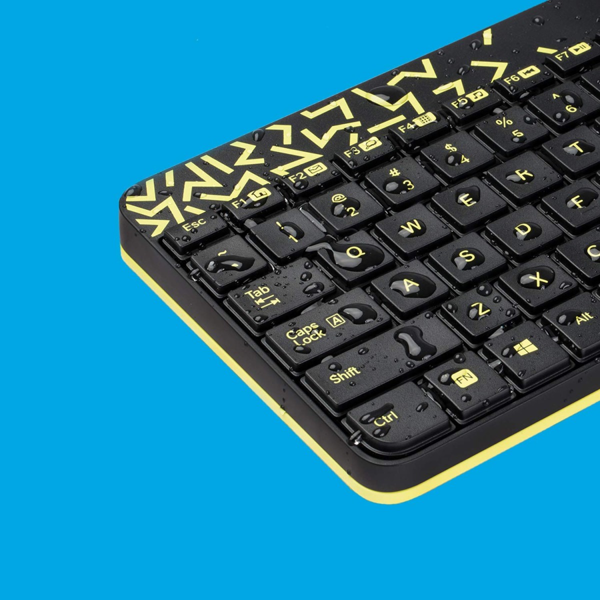 Logitech MK240 Nano Wireless Keyboard and Mouse Combo,12 Function Keys 2.4GHz Wireless Black and Yellow