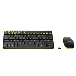 Logitech MK240 Nano Wireless Keyboard and Mouse Combo,12 Function Keys 2.4GHz Wireless Black and Yellow