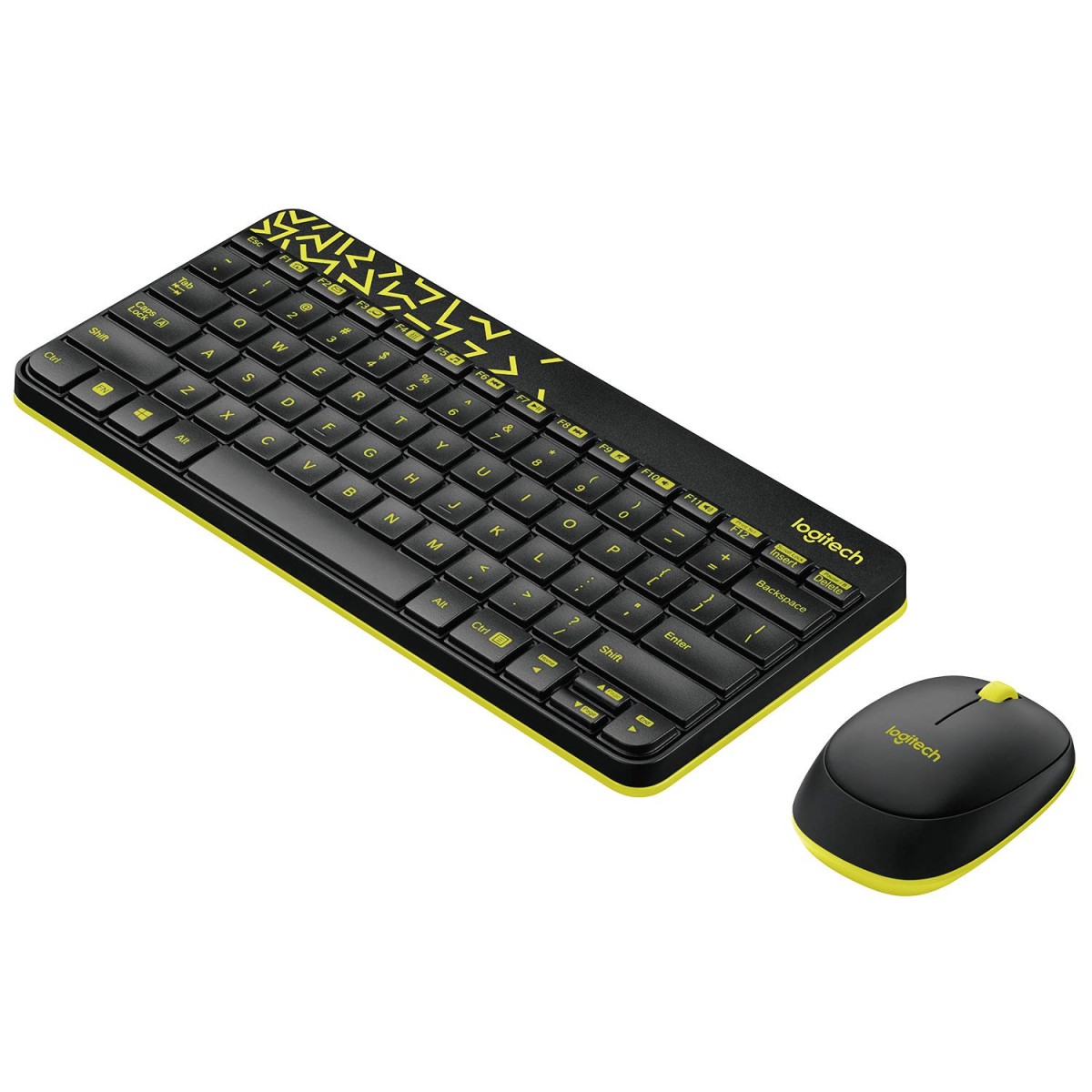 Logitech MK240 Nano Wireless USB Keyboard and Mouse Set, 12 Function Keys 2.4GHz Wireless, 1000DPI Yellow