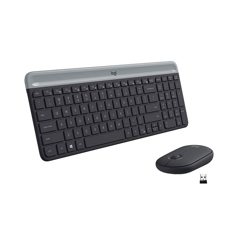 Logitech MK470 Slim Wireless Keyboard & Mouse Combo for Windows, 2.4GHz Unifying USB-Receiver- Graphite